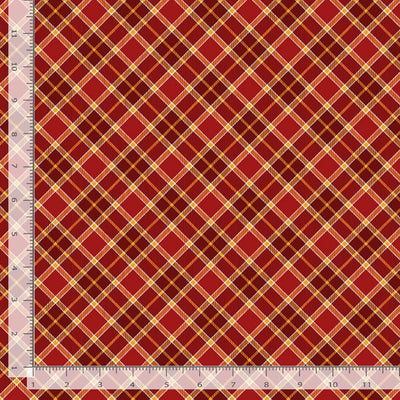 Timeless Treasures Gather With a Grateful Heart Bias Plaids Quilting Cotton Fabric- Cranberry