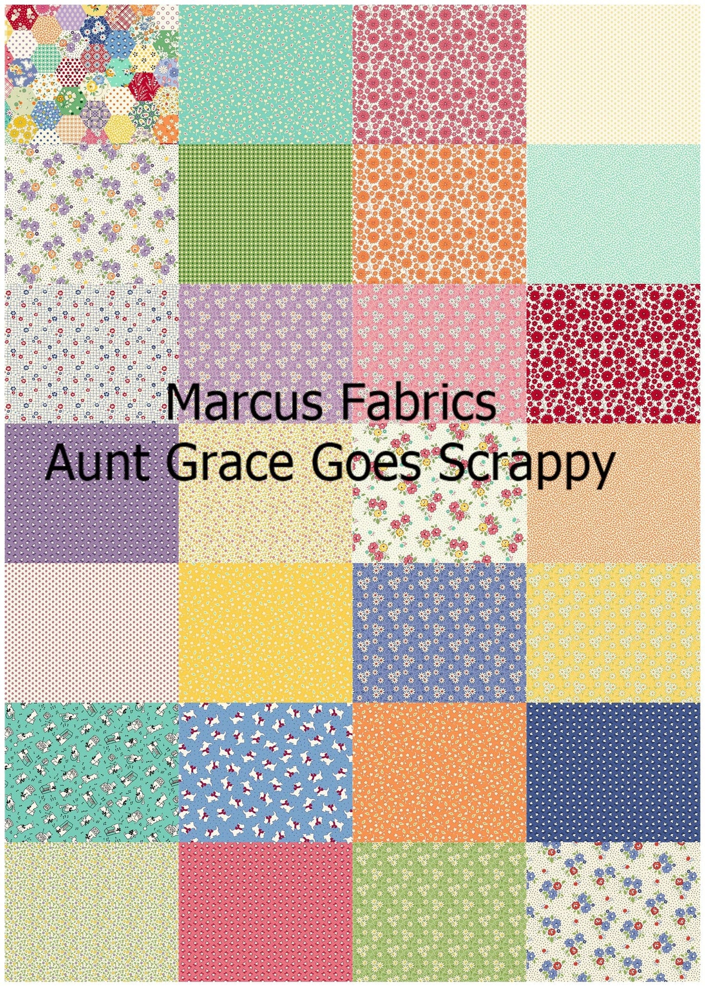 Marcus Fabrics Aunt Grace Goes Scrappy Blooms 108" Quilt Backing- Cream