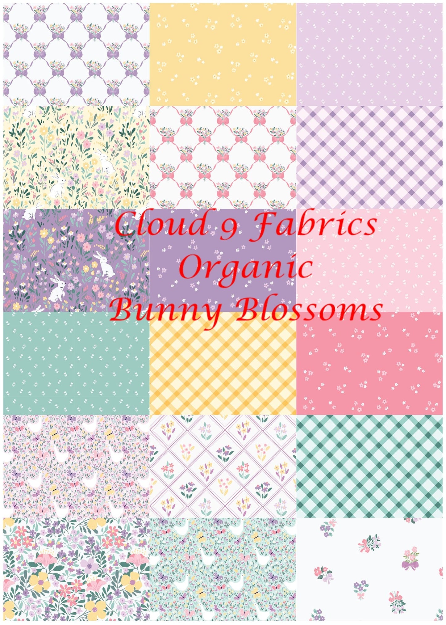 Organic Cloud 9 Fabrics Bunny Blossoms Daisy Toss Organic Quilting Cotton Fabric- Teal