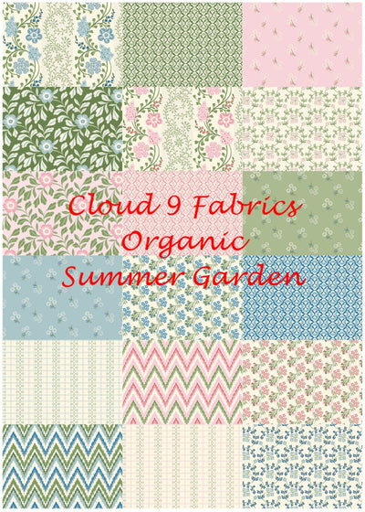 Organic Cloud 9 Fabrics Summer Garden Antique Embroidery Organic Quilting Cotton Fabric- Pink