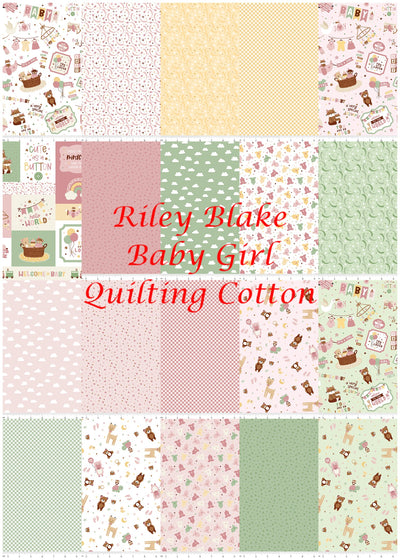 Riley Blake Baby Girl Animals Quilting Cotton Fabric- White