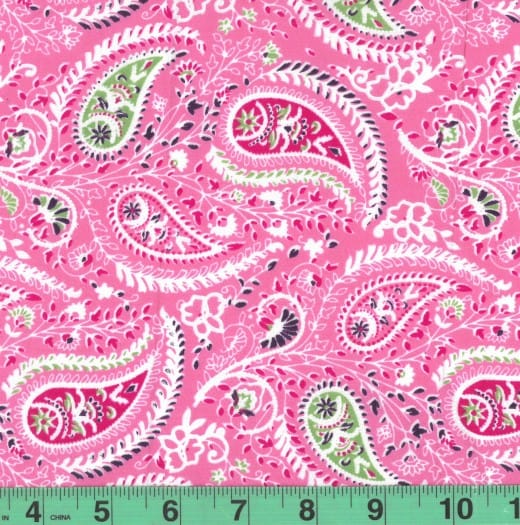 Perone Fuchsia Paisley Easycare Poly Cotton Fabric