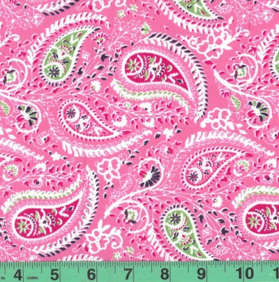 Perone Fuchsia Paisley Easycare Poly Cotton Fabric
