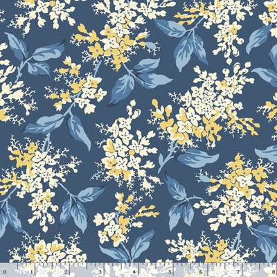 Marcus Fabrics Middleboro Road Floral Branches Quilting Cotton Fabric- Navy