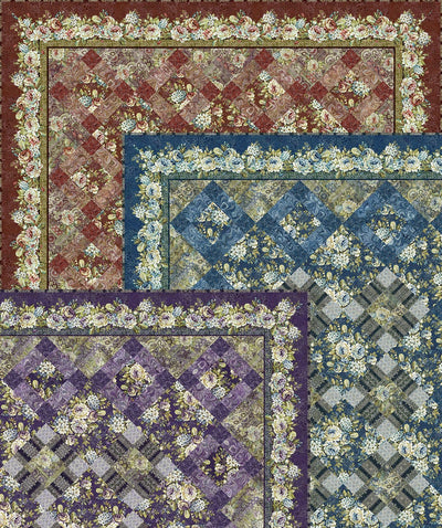 In the Beginning Carpet Bag Romance Carpet Quilting Cotton Fabric- Purple