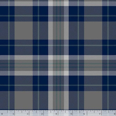 Marcus Fabrics Primo Plaid Cool Blues Quilting Cotton Flannel- Denim