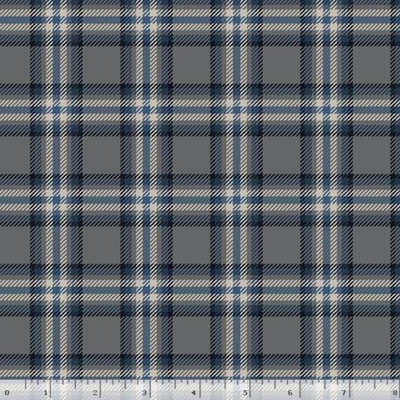 Marcus Fabrics Primo Plaid Cool Blues Quilting Cotton Flannel- Grey