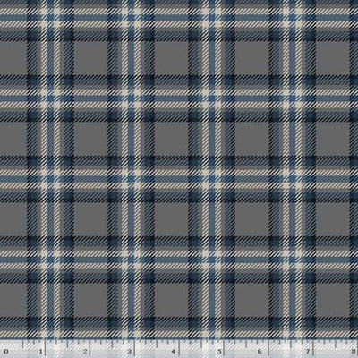 Marcus Fabrics Primo Plaid Cool Blues Quilting Cotton Flannel- Grey