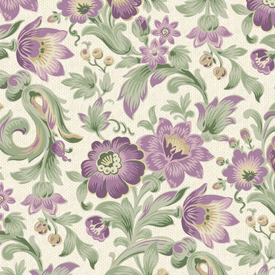 Marcus Fabrics Vivienne Leaf & Bloom Quilting Cotton Fabric- Cream