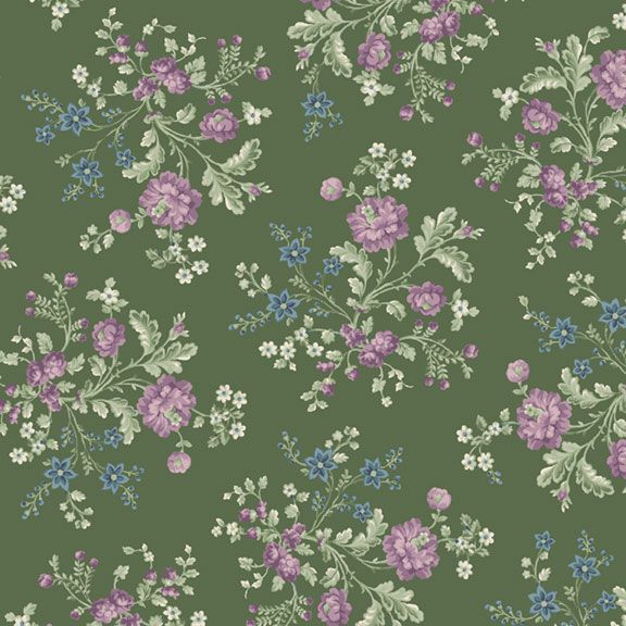 Marcus Fabrics Vivienne Petite Bouquet Quilting Cotton Fabric- Green