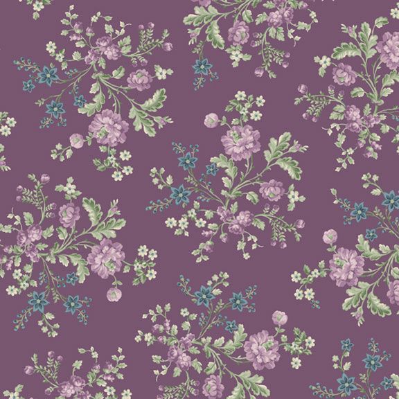 Marcus Fabrics Vivienne Petite Bouquet Quilting Cotton Fabric- Purple