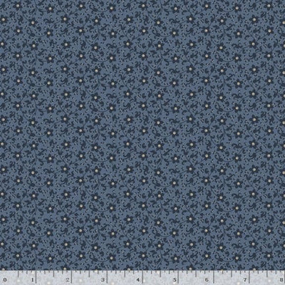 Marcus Fabrics Grace Elizabeth Flower Scroll Quilting Cotton Fabric- Blue