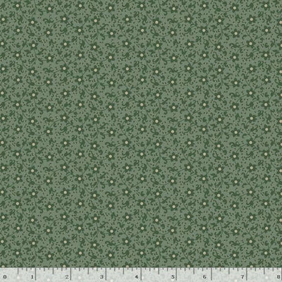 Marcus Fabrics Grace Elizabeth Flower Scroll Quilting Cotton Fabric- Green