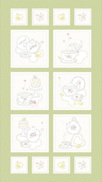 Marcus Fabrics Tea for Two Quilting Cotton Fabric- 24" Panel
