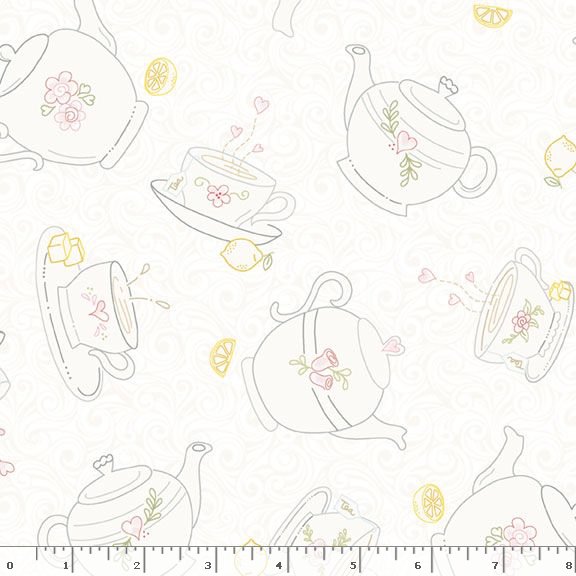 Marcus Fabrics Tea For Two Tea Time Quilting Cotton Fabric- Cream