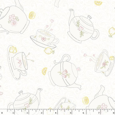 Marcus Fabrics Tea For Two Tea Time Quilting Cotton Fabric- Cream