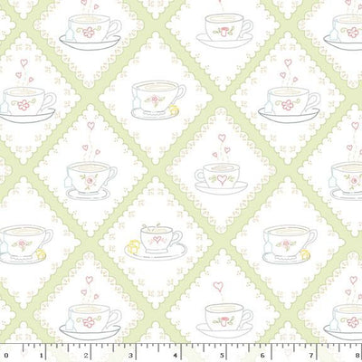 Marcus Fabrics Tea for Two Doilies Quilting Cotton Fabric- Lime