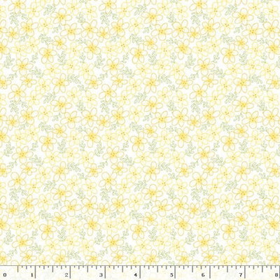 Marcus Fabrics Tea for Two Flower Quilting Cotton Fabric- Yellow