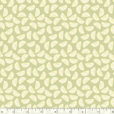 Marcus Fabrics Tea for Two Lemon Quilting Cotton Fabric- Green