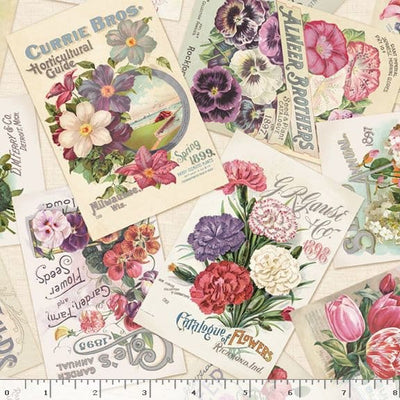 Marcus Fabrics Cottage Lace Seed Catalogues Quilting Cotton Fabric- Multi