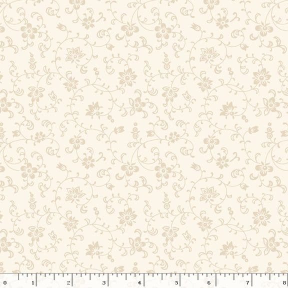 Marcus Fabrics Cottage Lace Vines and Flowers Quilting Cotton Fabric- Cream
