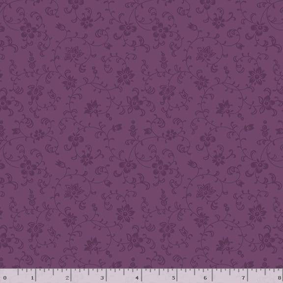 Marcus Fabrics Cottage Lace Vines and Flowers Quilting Cotton Fabric- Purple
