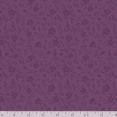Marcus Fabrics Cottage Lace Vines and Flowers Quilting Cotton Fabric- Purple