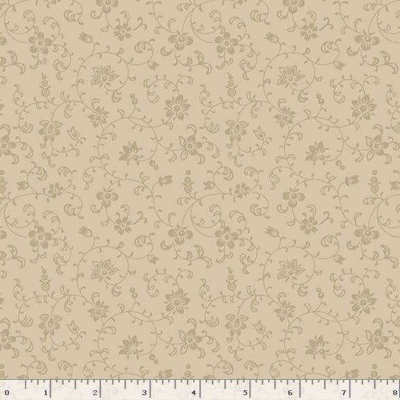 Marcus Fabrics Cottage Lace Vines and Flowers Quilting Cotton Fabric- Tan