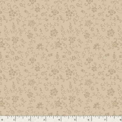 Marcus Fabrics Cottage Lace Vines and Flowers Quilting Cotton Fabric- Tan