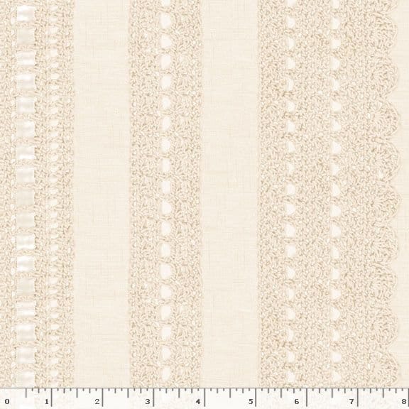 Marcus Fabrics Cottage Lace Crochet Stripe Quilting Cotton Fabric- Cream