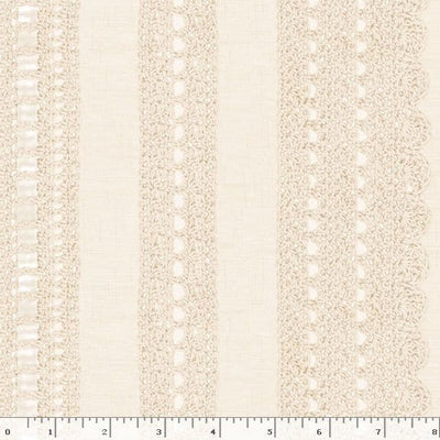 Marcus Fabrics Cottage Lace Crochet Stripe Quilting Cotton Fabric- Cream