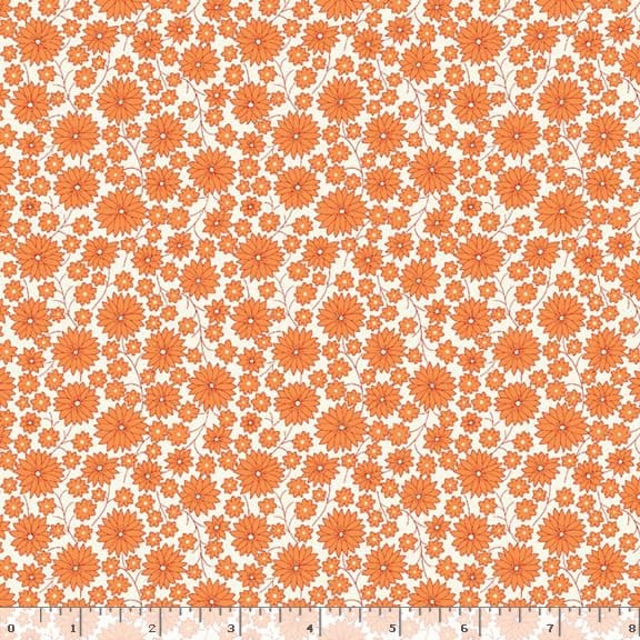 Marcus Fabrics Aunt Grace Goes Scrappy Garden Quilting Cotton Fabric- Orange