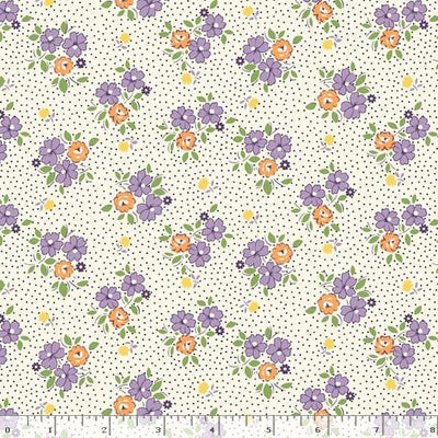 Marcus Fabrics Aunt Grace Goes Scrappy Floral Quilting Cotton Fabric- Lilac