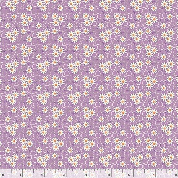 Marcus Fabrics Aunt Grace Goes Scrappy Daisy Quilting Cotton Fabric- Lilac