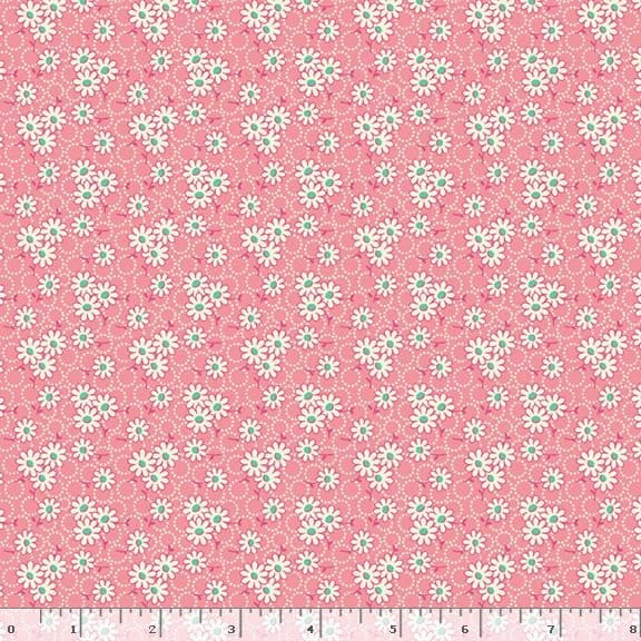 Marcus Fabrics Aunt Grace Goes Scrappy Daisy Quilting Cotton Fabric- Pink