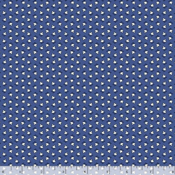 Marcus Fabrics Aunt Grace Goes Scrappy Triple Petal Quilting Cotton Fabric- Navy