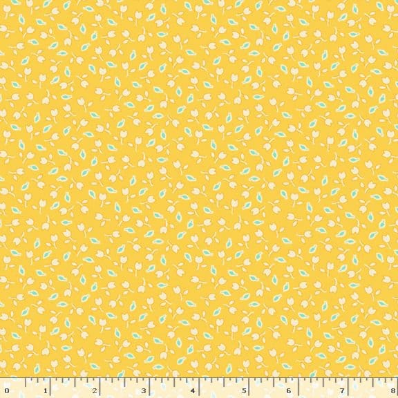 Marcus Fabrics Aunt Grace Goes Scrappy Tulips Quilting Cotton Fabric- Yellow