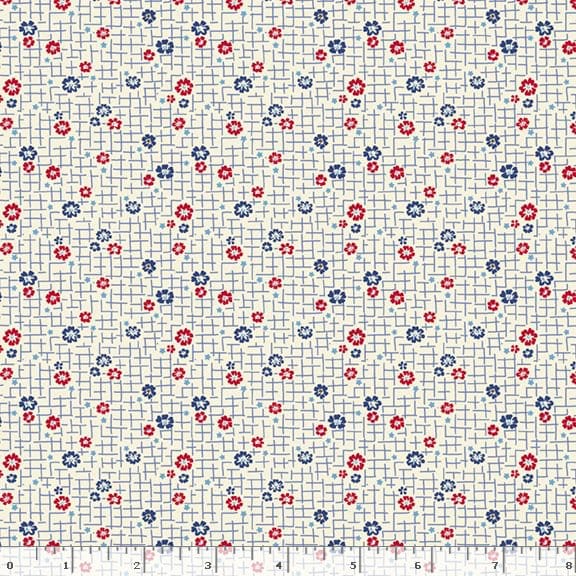 Marcus Fabrics Aunt Grace Goes Scrappy Grid Quilting Cotton Fabric- Cream