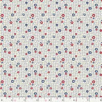 Marcus Fabrics Aunt Grace Goes Scrappy Grid Quilting Cotton Fabric- Cream