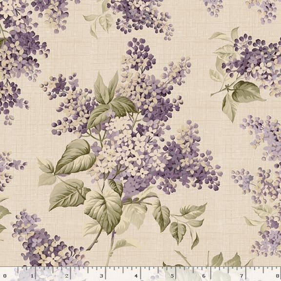 Marcus Fabrics Lavender & Lace Tossed Floral Quilting Cotton Fabric- Beige