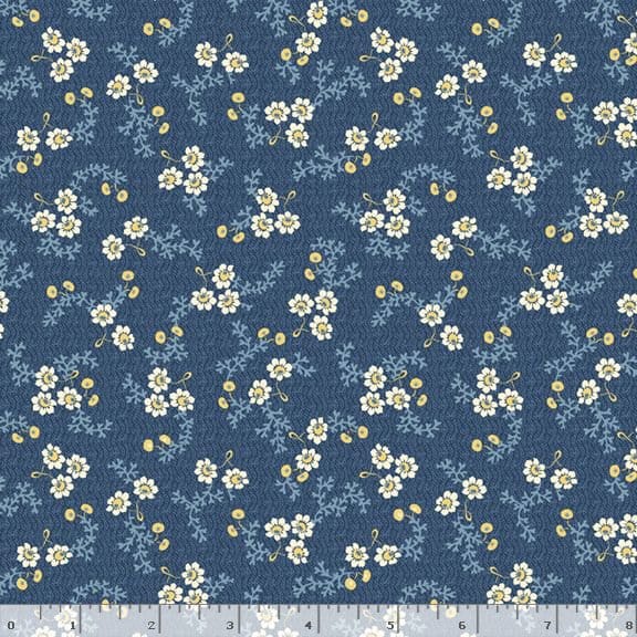 Marcus Fabrics Middleboro Road Garden Quilting Cotton Fabric- Navy