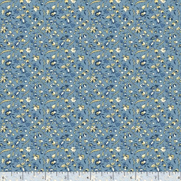 Marcus Fabrics Middleboro Road Flower Field Quilting Cotton Fabric- Blue