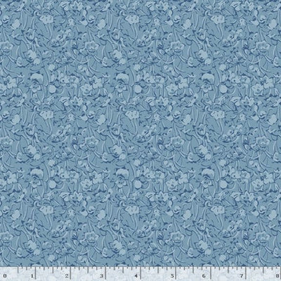 Marcus Fabrics Middleboro Road Painterly Flower Quilting Cotton Fabric- Blue