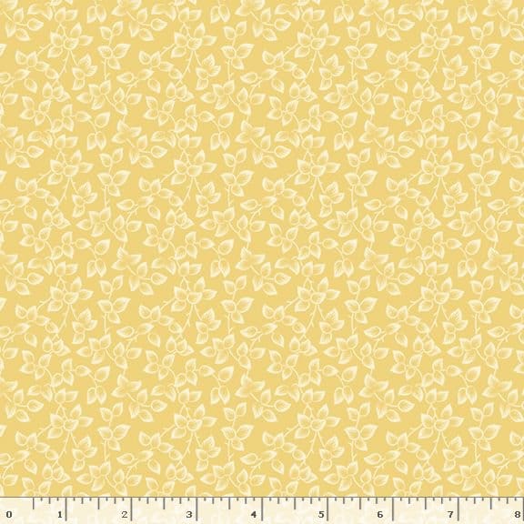 Marcus Fabrics Middleboro Road Leaves Quilting Cotton Fabric- Yellow