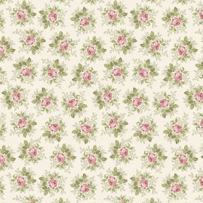 Marcus Fabrics Just Rosy Small Roses Quilting Cotton Fabric- Cream