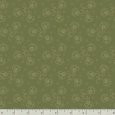 Marcus Fabrics Dandy Pansies Rustling Quilting Cotton Fabric- Green