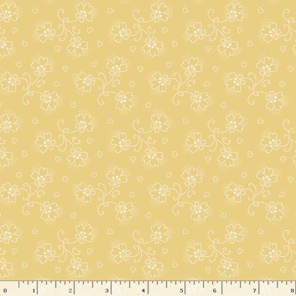 Marcus Fabrics Dandy Pansies Rustling Quilting Cotton Fabric- Yellow
