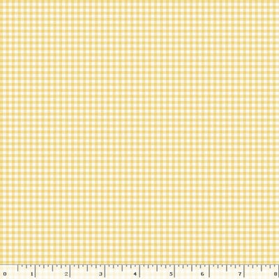 Marcus Fabrics Dandy Pansies Mini Check Quilting Cotton Fabric- Yellow