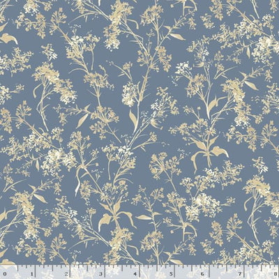 Marcus Fabrics Wild Flowers Branches Quilting Cotton Fabric- Blue