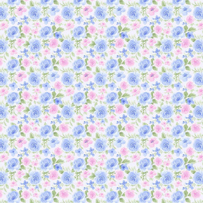 Timeless Treasures Cottage Charm Packed Antique Rose Quilting Cotton Fabric- Blue